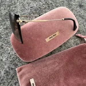 Miu Miu Black Square Frame Sunglasses with Velvet Case Miu Miu | Accessories | Miu Miu Black Square Frame  main image 3